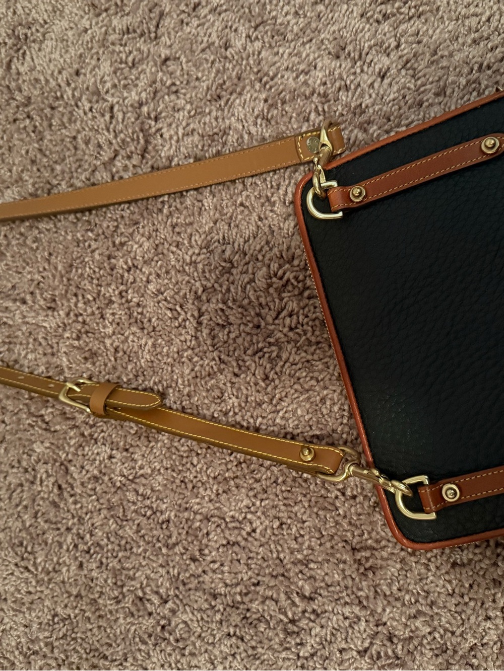 Dooney & Bourke Black Pebbled Leather Crossbody with Brown Trim - Picture 7 of 7